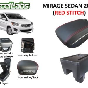 ACBMIRHENAN-scaled-1.jpg MIRAGE SEDAN 2018 ARM REST / CONSOLE BOX (RED STITCHES)